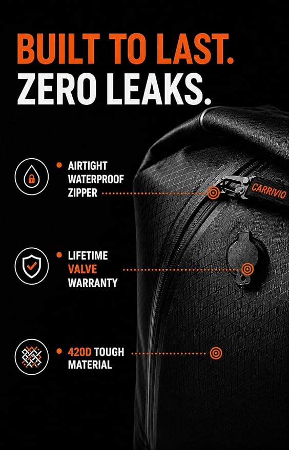 Vacuum Seal Bags for Clothing Travel - Lifetime Valve Warranty, Waterproof - Travel Vacuum Bags with Pump, Packing Cubes Compression - Pack Smarter, Save Space with Plug-In Power (Large, 2 Count) - Image 3