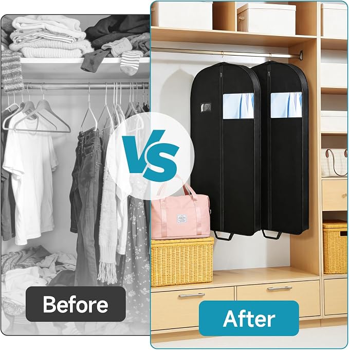 43" Garment Bags Suit Bags for Hanging Clothes & Travel,Gusseted Hanging Suit Bags for Men Clothes Travel with 2 Handles for Tuxedos, Coats,Jackets, Shirts (5pack) - Image 5