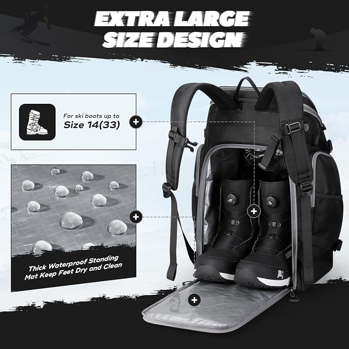 Maelstrom Ski Boot Bag,55L Large Ski Boots Travel Backpack for Men Women,Waterproof Snowboard Boot Bag for Skis Accessories - Image 2