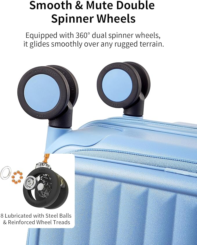 Expandable Top Open Carry On Luggage 22x14x9 Airline Approved, 20 Inch Hard Shell Carry On Suitcase with Spinner Wheels,Travel Small Luggage for Women Men,Blueberry Blue - Image 6