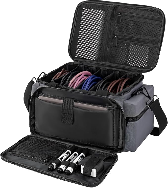 AKOZLIN Cable File Bag with Detachable Dividers for DJ Gear, Sound Instrument Accessories by AKOZLIN