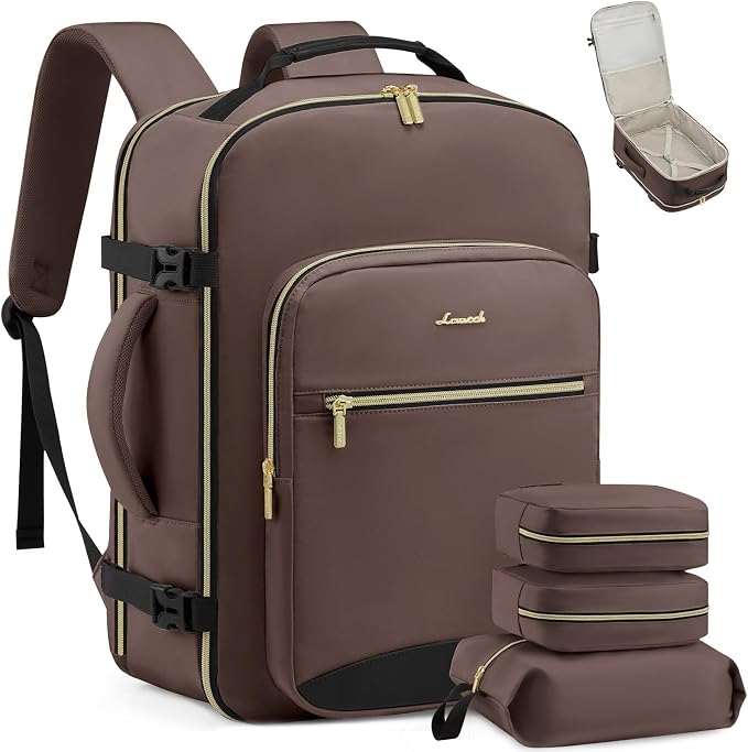 LOVEVOOK 40L Travel Backpack Flight Approved Carry on Backpack,3 Packing Cubes,Waterproof Personal Item Travel Bag,TSA Carry on Luggage Suitcase Travel Essentials,Gifts for Women & Men,fits 17" Laptop by LOVEVOOK