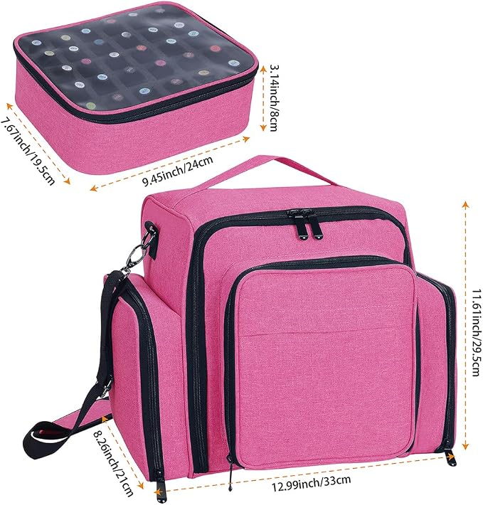 Nail Polish Organizer Case Hold 60 Bottles with 2 Detachable Bag,Red | Portable Travel Storage Box Designed for Women's Nail Tools, Essential Oils and Cosmetics Sets - Image 2