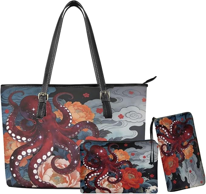 Women Purse Handbags Wallet Sets Leather Shoulder Tote Bag for Women,Top Handle Purse with Wrist Wallet Bag by Unknown