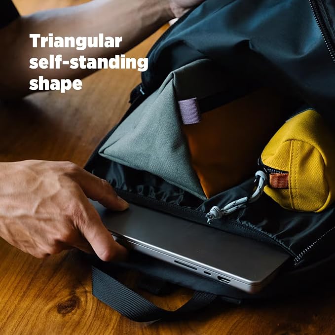 Topo Designs Dopp Kit - Travel Bag for Personal Care Essentials, Self Standing Triangular Shape, Fully Lined for Easy Cleaning, Recycled Nylon (Beetle/Spice) - Image 6
