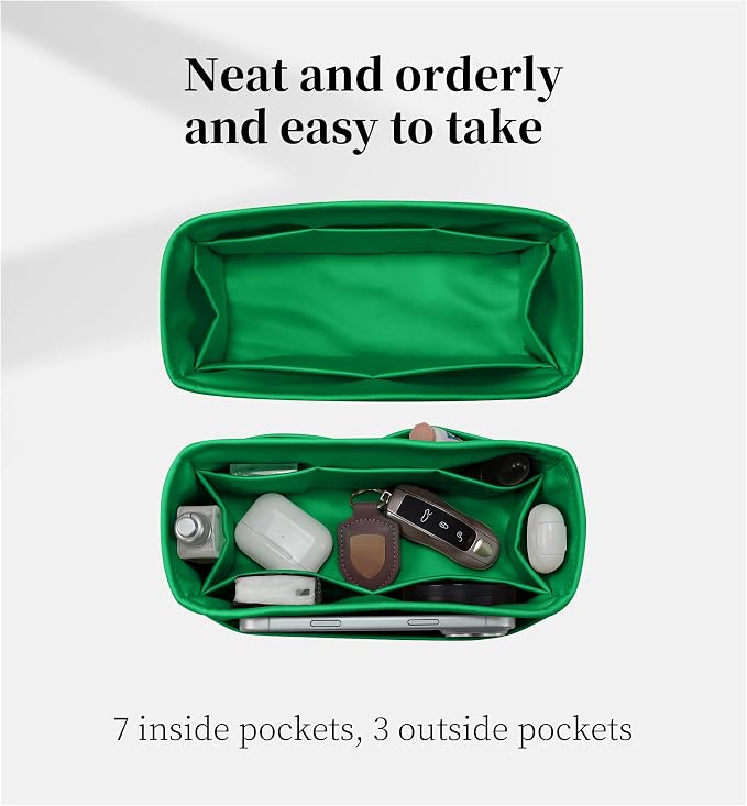 Satin Purse Organizer for Birkin 30 Retourne, Bambou | Custom Fit, Multiple Pockets, Lightweight Purse Essentials, Ideal for Travel, Shopping, and Daily Use - Image 6