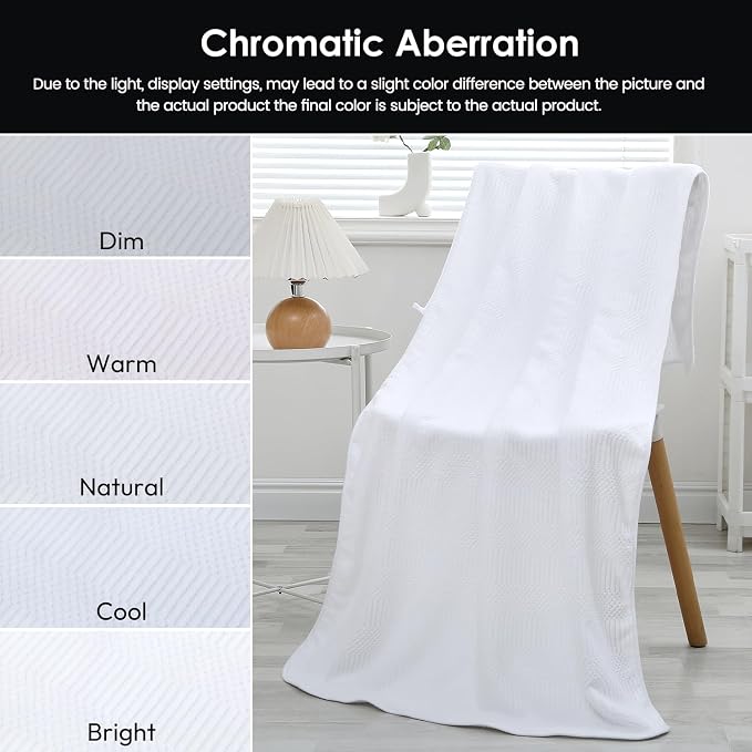 JML Bath Towels Set, Large Microfiber Body Towel for Adult, 2 Pack, 30" x 60", Oversized, Soft, Super Absorbent, Fast Drying, Use for Sport, Fitness, Yoga, Fleece Diamond Cross Grid White - Image 7