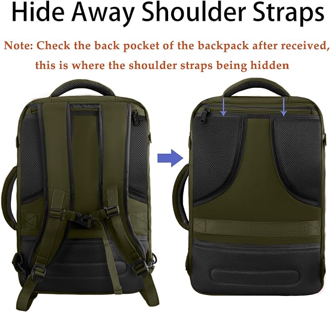 MATEIN Expandable Air Travel Backpack, Light Weight Carry on Backpack | Personal Item Backpack with Trolley Sleeve, Water Resistant Daypack for Hiking, Gifts for Men who Like to Travel, Dark Green - Image 6
