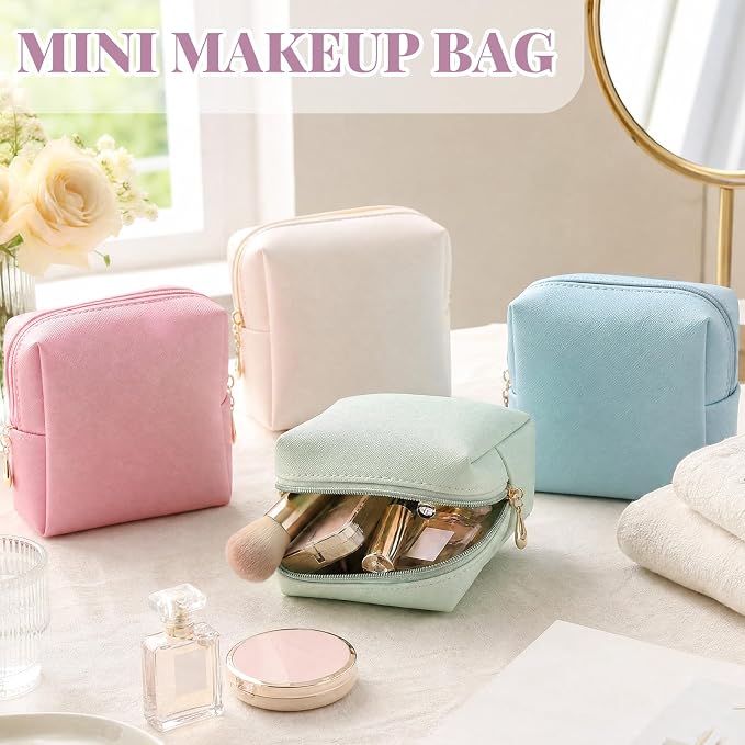 Kigeli 15 Pcs Makeup Bags PU Leather Aesthetic Cosmetic Pouches Waterproof Plain Toiletry Bags Makeup Pouches Bulk for Women Party Gift Travel Storage Organizer (Macaron Color,5.1 x 2 x 5.1 in) - Image 6