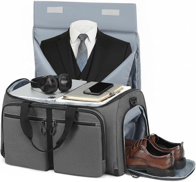 Convertible Garment Duffle Bags for Travel, Garment Bag with Shoe & Laptop Compartment, 2 in 1 Carry on Suit Garment Bags for Men Women, All in One Hanging Suit Travel Bag for Airplanes, 55L by HAMBOLY