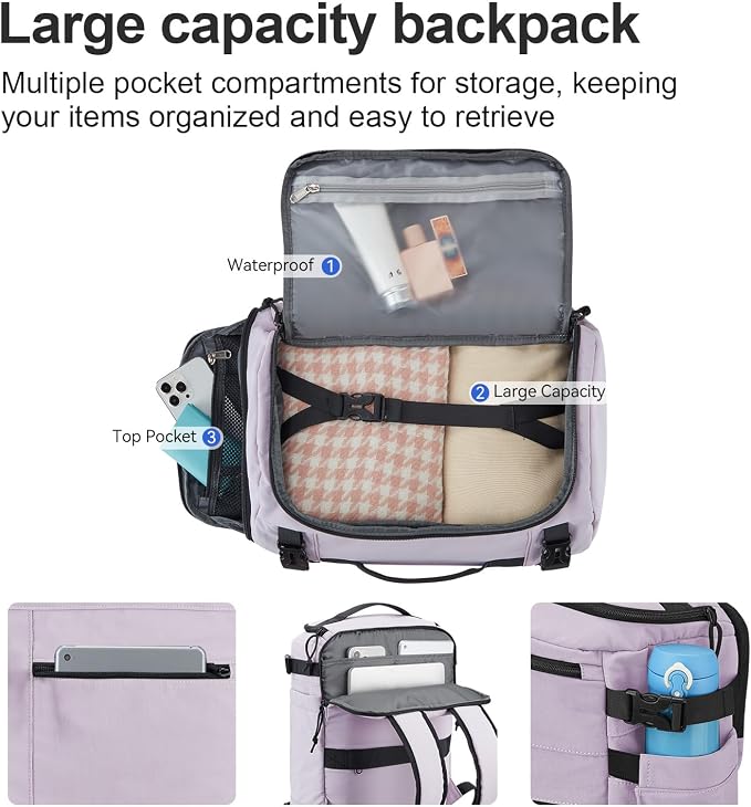 Carry On Travel Backpack Flight Approved Laptop Backpack for Women Men | Personal Item Travel Bag, Casual Weekender Daypack with Wet Pocket for Business, Hiking - Image 3