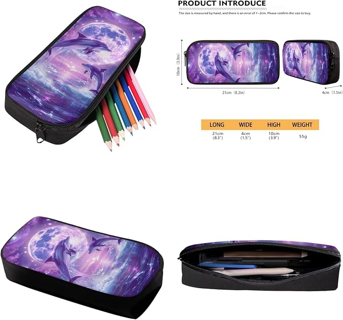 Dolphin Backpack for Girls Kids Backpack with Lunch Box Water Bottle Pouch and Aesthetic Pencil Case 4PCS Set Bookbag with Compartments for School Teens 17 inch Large Elementary School Bag - Image 6