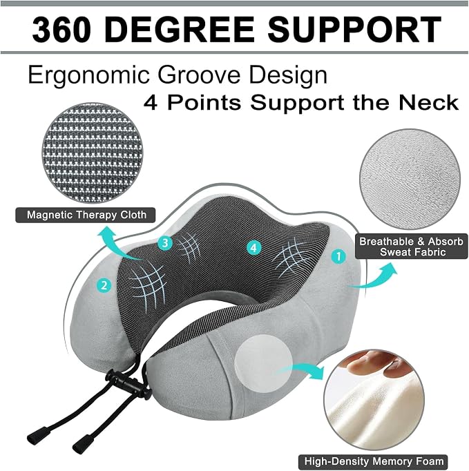 urnexttour Travel Pillow and Blanket Set Neck Pillows Soft Blankets with Sleep Mask Travel Essentials for Airplane Car Memory Foam Grey - Image 4