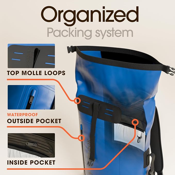Earth Pak Waterproof Backpack - Heavy Duty Hiking Backpack - Roll-Top Closure Bag - Cushioned Dry Bag Waterproof Phone Case - Image 5