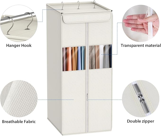 Zilink Garment Storage Bags for Hanging Clothes 40" Suit Garment Bag with Clear Window Space Saving Hanging Garment Bags for Suits, Shirts, Short Skirts, Beige - Image 5