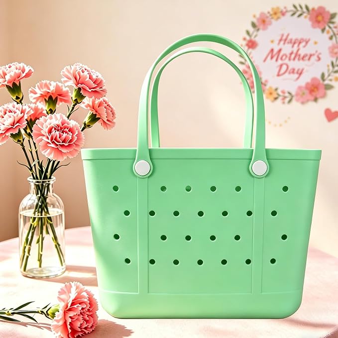 Rubber Beach Bag for Women, Waterproof Travel Tote Bags for Beach | Waterproof Sand-proof Tote Bags with Zipper Pocket, Durable Lightweigh Tote Bag for Outdoor - Image 3