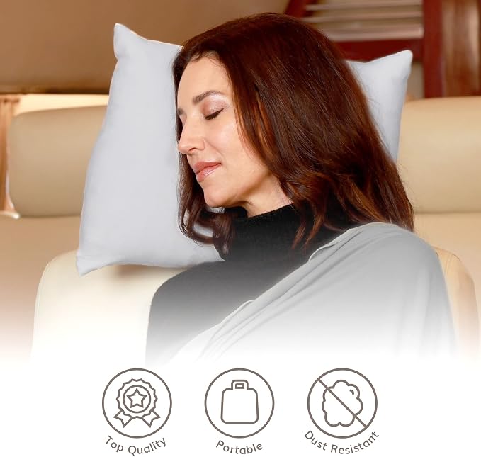 Happyluxe Travel Pillow, Silver Gray, 17 x 13in Soft Alternative to Down & Memory Foam, for Long Flights, Made in the USA, for Adults Sleeping, Camping or Nap, Small - Image 7