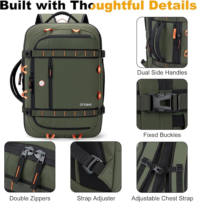 40L Travel Backpack 17.3" Laptop Carry On Duffel Flight Approved | TSA Approved, Wet & Dry Compartment, Water Resistant, Anti-Theft Pocket, Luggage Strap, USB Charging Port - Image 6