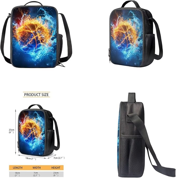 Galaxy Basketball Backpack for Boys Girls Backpack with Lunch Box Water Bottle Carrier and Pencil Pouch 4PCS Set Bookbag with Front Pocket for School 17 inch Large Capacity School Bag for Kids - Image 4