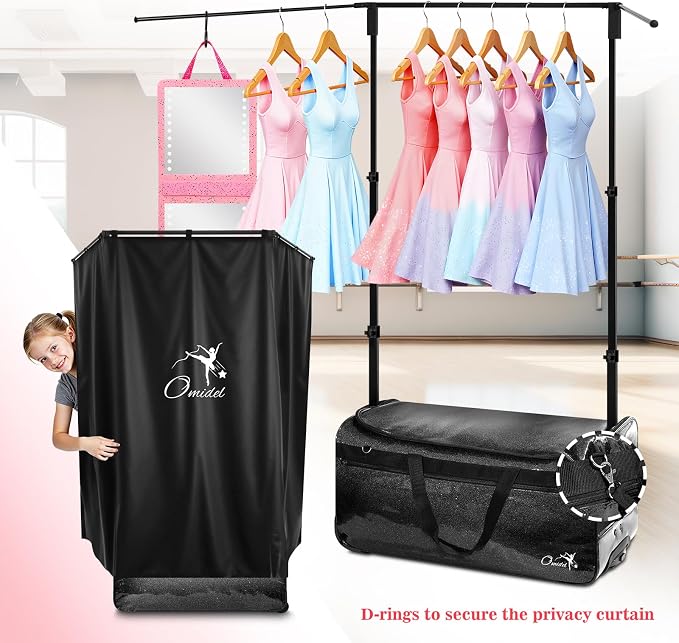 Dance Bag with Garment Rack and Curtain, 28" Rolling Dance Competition Duffle Bag with Garment Rack | Portable Dance Changing Room Suitcase for Dancers Athlete Livestreamer Cheerleaders - Image 2