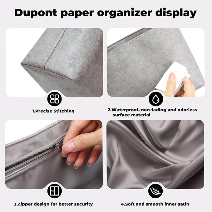 DGAZ Lightweight Purse Organizer Insert for GYARD-Anjou/Artois/SaintLouis Bags,silk and DupontPaper handbag inner for Luxury Bag(Gris Mouette,AnjouMini) - Image 8