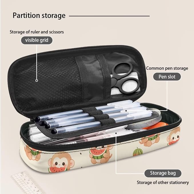Monkey Backpack for Kids Boys Girls School Bag Set 4 in 1 Cartoon Monkey Watermelon Bookbag Lightweight 17 Inch Travel Backpack with Lunch Box Pencil Case Water Bottle Holder Daypack - Image 5