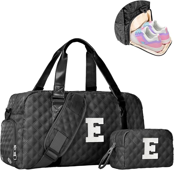 Elilier Overnight Bags for Women, Initial Travel Duffel Bag, Sports Gym Bag, Carry On Bag, Monogram Gifts for Girl Friends Female Mom Teacher by Elilier
