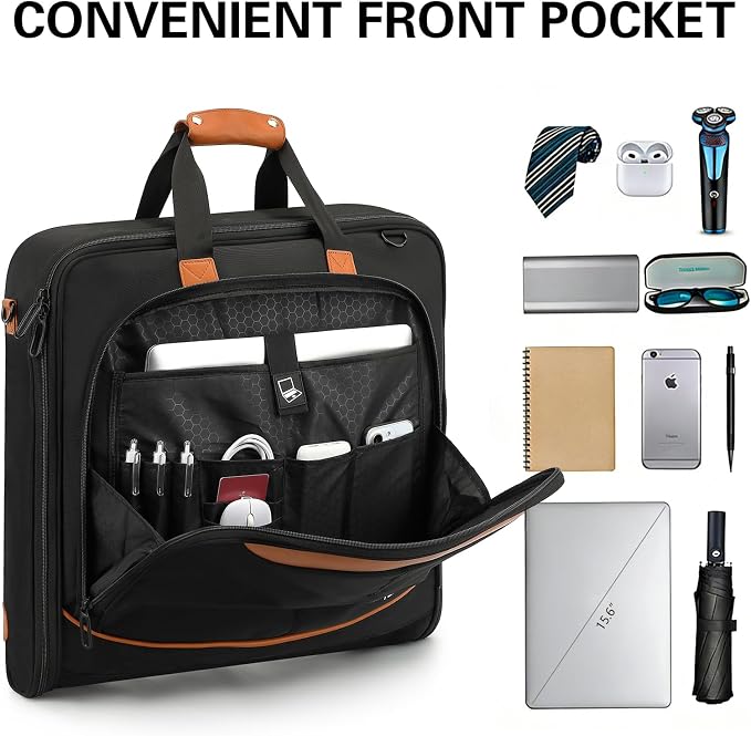 Travel Garment Bag Carry on Suit Bag for Men Women 51'' Garment Bags for Travel Business Waterproof Hanging Suitcase Luggage Bags with Shoulder Strap free shoes bag Fit 15.6Inch Laptop, Black - Image 6