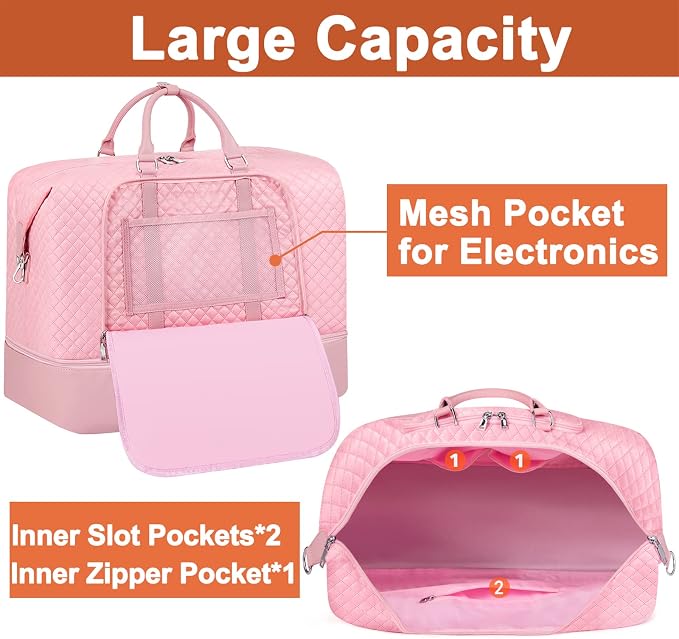 Travel Weekender Bag for Women, 21" Overnight Bag with Shoe Compartment 50L Large Travel Duffel Bag Carry On Tote for Weekend, Overnight, Business Trips, Water Resistant - Image 6