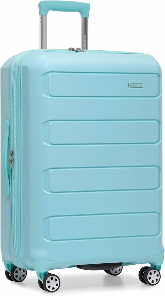 Traveler's Choice Pagosa Hardshell Expandable Luggage with Spinner Wheels, Baby Blue, 26-Inch Medium by TravelersChoice