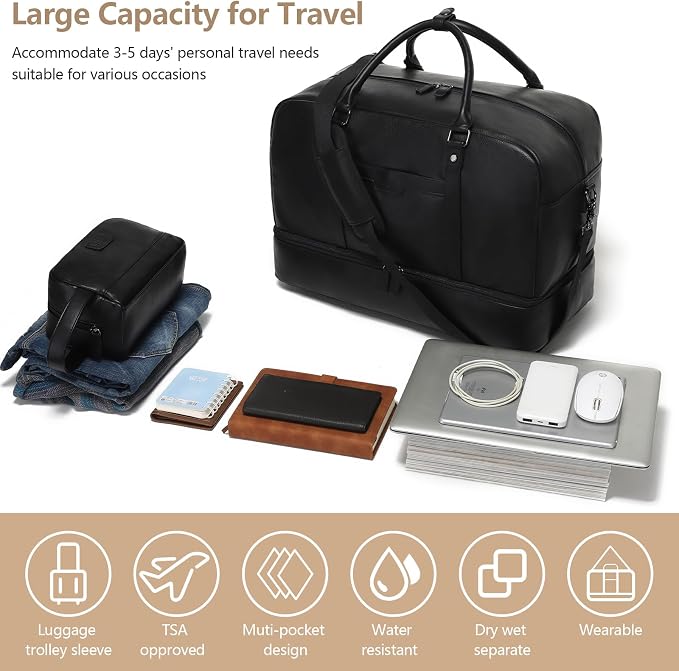 Wogarl Weekender Bag for Women Men Large Overnight Bag Travel Duffel Bag with Shoe Compartment Toiletry Satchel Bag Carry On Bag Fit 21" Laptop - Image 5