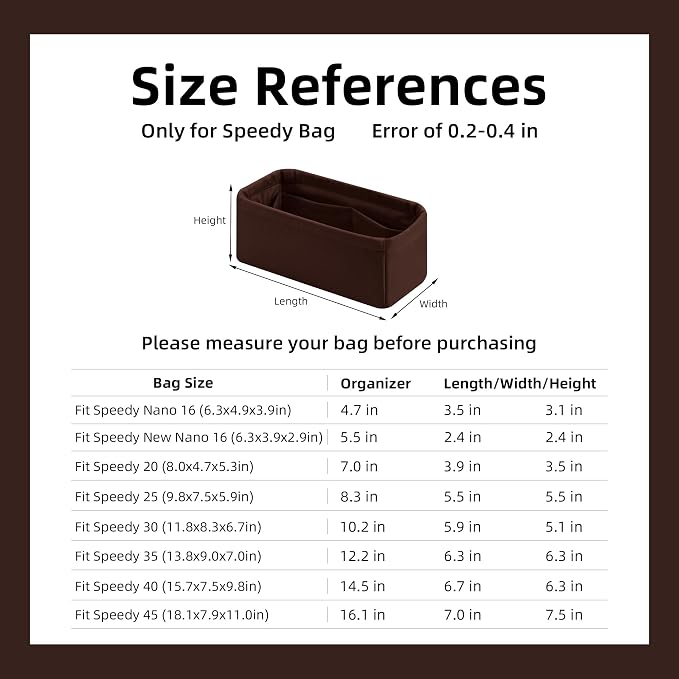 DGAZ Silk Purse Organizer Insert Fits LV Speedy 16/20/25/30/35/45 bags，Silky Smooth Bag Organizer，Luxury Handbag & Tote Shaper（Global Brown，New nano 16） - Image 7