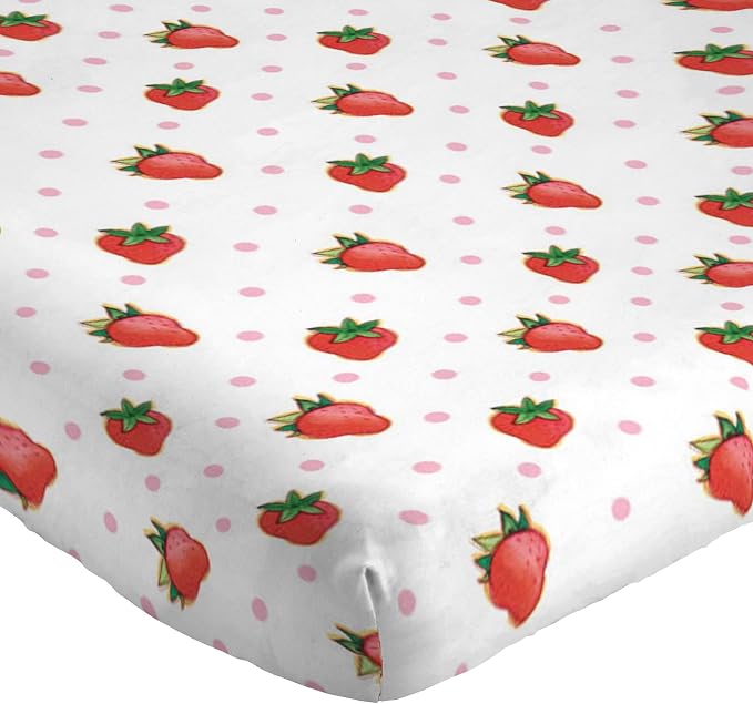 Jay Franco Kids Sheet Set with Fitted, Flat Sheets & Pillow Cover - Ultra-Soft Bedding with Pillowcase for Room Decor, White - Strawberry Shortcake, 4 Piece Queen - Image 2