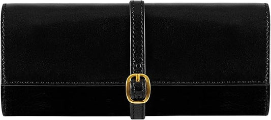 Time Resistance Leather Jewelry Roll - Full Grain Leather Travel Jewelry Case - Jewellery Organizer Made in Italy (Black) by %E2%80%8E