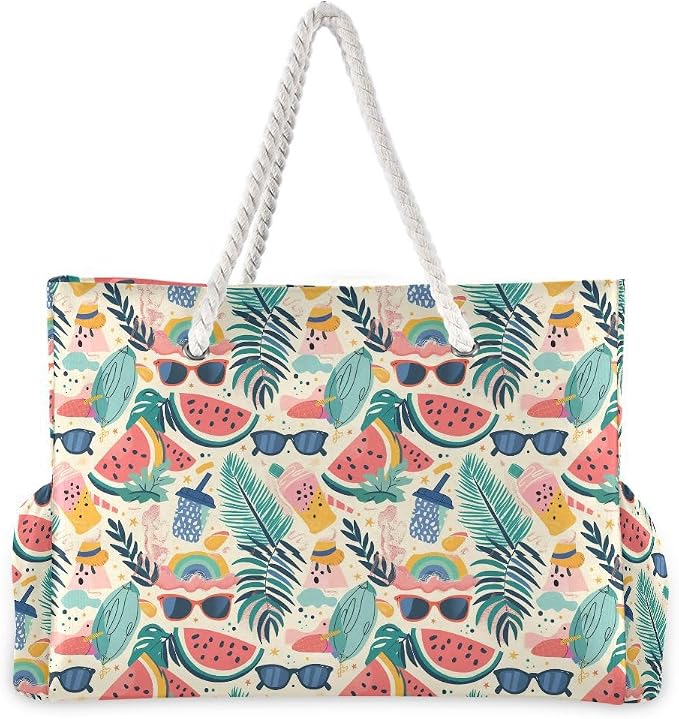 senya Large Beach Shoulder Bags Canvas Tote Water Resistant for Gym Travel Daily - Image 4