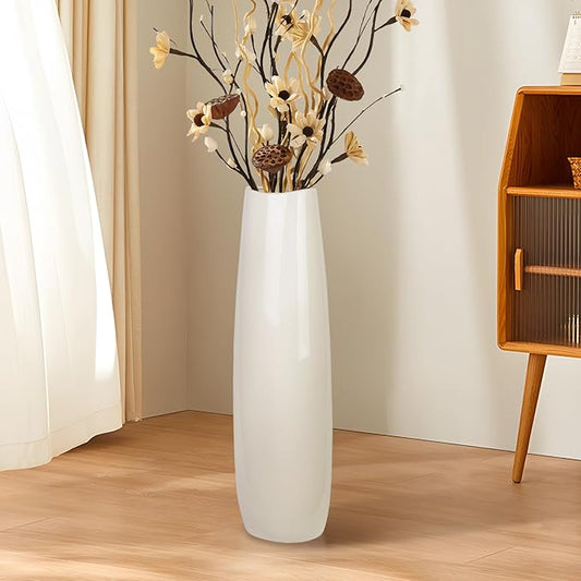 Ceramic Tall Vases for Floor,23.6 Inch Large Floor Vase, Decorative Vases for Pampas Grass Minimalist Design Centerpiece,Living Room,Home Decor for Your Pal,Beloved and Family