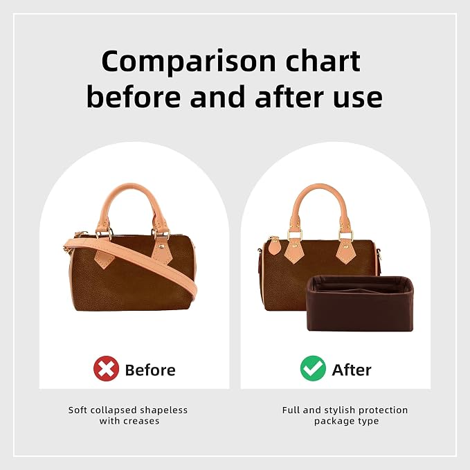 DGAZ Silk Purse Organizer Insert Fits LV Speedy 16/20/25/30/35/45 bags，Silky Smooth Bag Organizer，Luxury Handbag & Tote Shaper（Global Brown，SP16） - Image 4