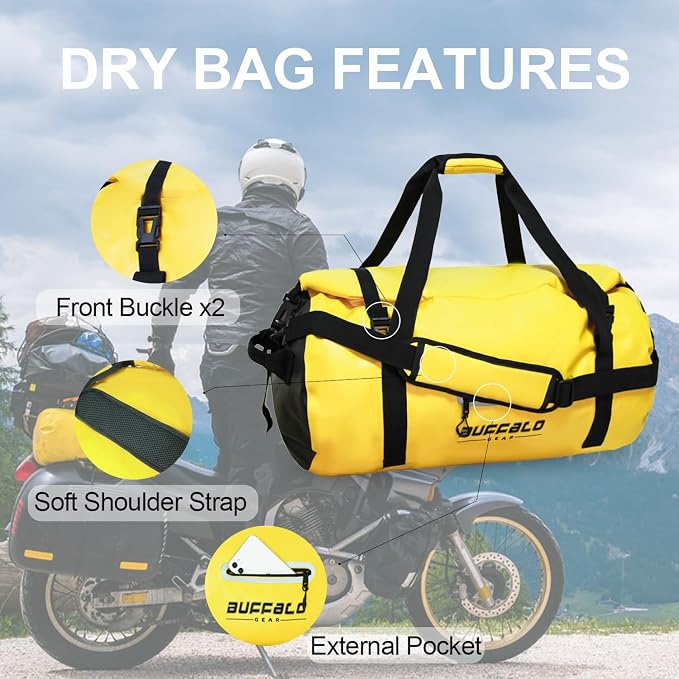 Buffalo Gear Waterproof Duffle Bag 40L 60L 80L Roll-top Dry Bag Heavy Duty Waterproof Duffel Travel Bag for Kayaking Rafting Boating Fishing Camping - Image 4