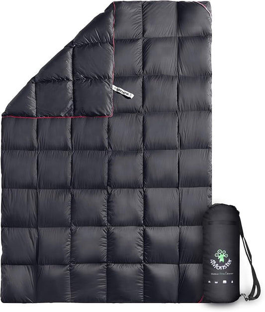 4Monster Down Camping Blanket, 650 Fill Power Ultralight Packable Puffy Blanket, Warm, Waterproof & Windproof Outdoor Quilt for Backpacking, Travel, Stadium, Beach by 4Monster