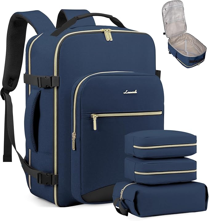LOVEVOOK 40L Travel Backpack Flight Approved Carry on Backpack,3 Packing Cubes,Waterproof Personal Item Travel Bag,TSA Carry on Luggage Suitcase Travel Essentials,Gifts for Women & Men,fits 17" Laptop by LOVEVOOK