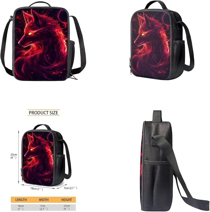 Galaxy Wolf Backpack for Girls Boys Backpack with Lunch Box Water Bottle Holder and Soft Pencil Pouch 4PCS Set 17 inch Bookbag with Front Pocket Large School Bag for Kids Back to School - Image 4