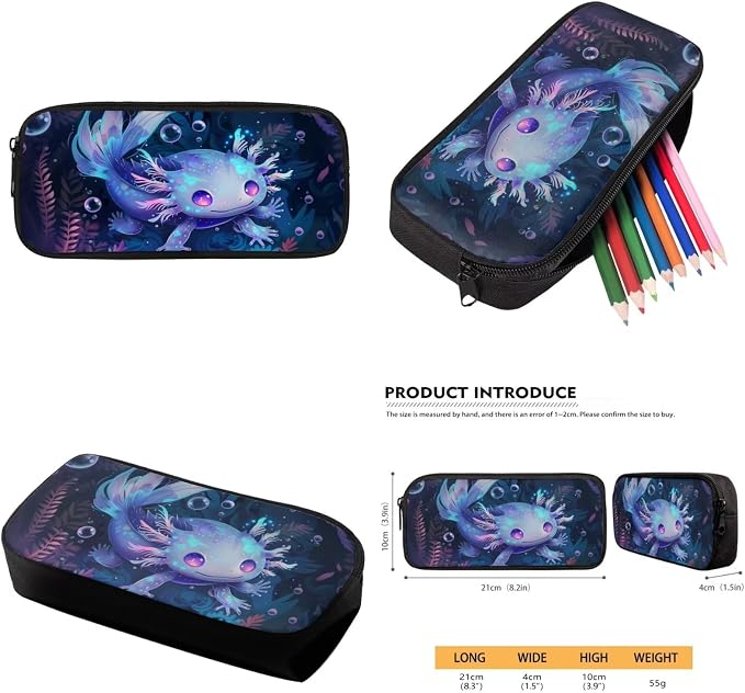 Galaxy Axolotl Backpack with Lunch Box Kids Girls 6-8/5-7 Ocean Elementary School Bookbag Lunch Bag Pencil Case Water Bottle Holder 17in Under the Sea Book Bags 4PCS Student Back Pack Set - Image 6