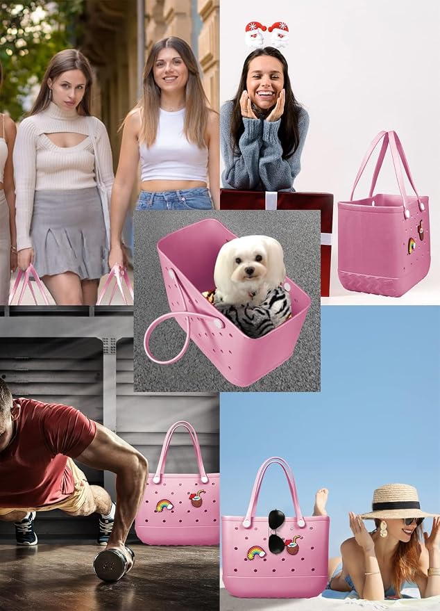 Baonat Beach Bag Rubber Tote Bag - Waterproof Travel Bag for Women Washable Tote Bag Handbag for Sports Beach Market Pool - Image 2