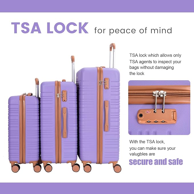 Amalodie Luggage Sets 5 Piece Suitcases with Double Spinner Wheel,Suitcase Set ABS Hard Case Luggage with TSA Lock and Durable Waterproof Travel Luggage - Image 4
