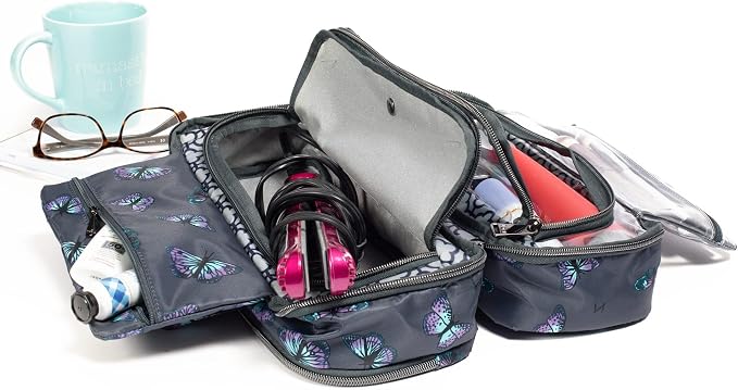 Lug Flatbed Slim Cosmetic Case for Women – Heat-Resistant Hair Tool Organizer & Makeup Bag, Lightweight Water-Resistant Travel Pouch – Paws Navy - Image 3
