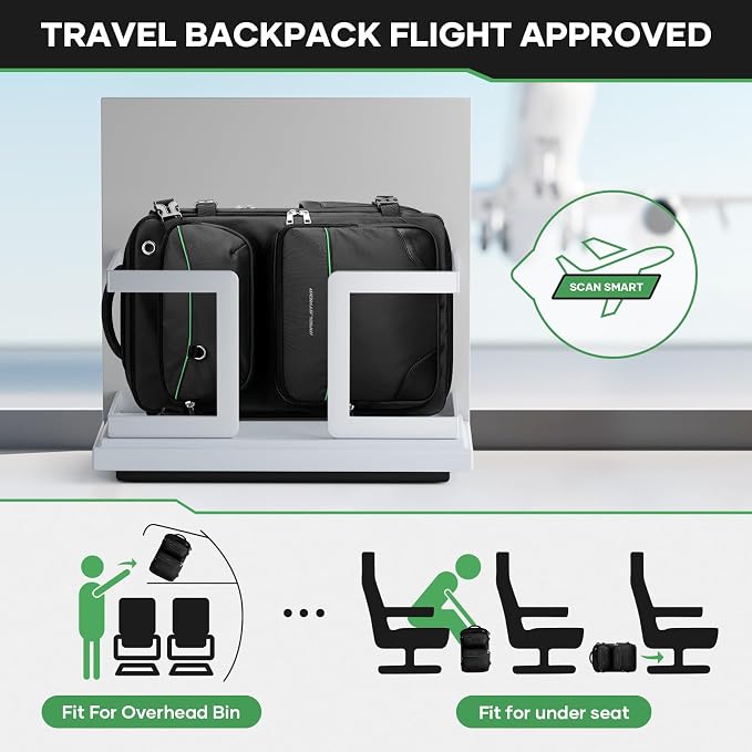 Maelstrom Travel Backpack for Men Women, 35L Carry on Backpack for Traveling on Airplane,with Belt Bag&Shoe Compartment,Waterproof Laptop Backpack fit 17”Laptop-Classic Black, Large - Image 5