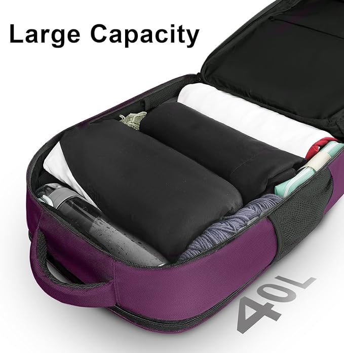 MATEIN Travel Backpack for Women, Extra Large 40L Carry on Backpack, Purple | Water Resistant, College Bag, Computer Bag, Gifts for Women & Men, Fits 17.3 Inch Laptop - Image 2