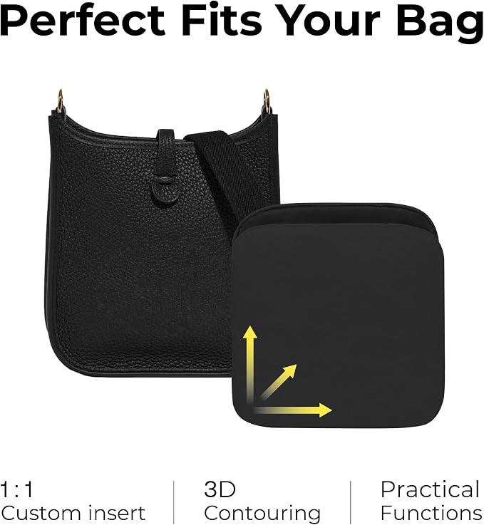 Purse Organizer Insert for HERMES Evelyne 16 Handbag,Custom Fit Inside Premium Matte Black Lightweight WaterResistant Tote Bag Insert - Image 3