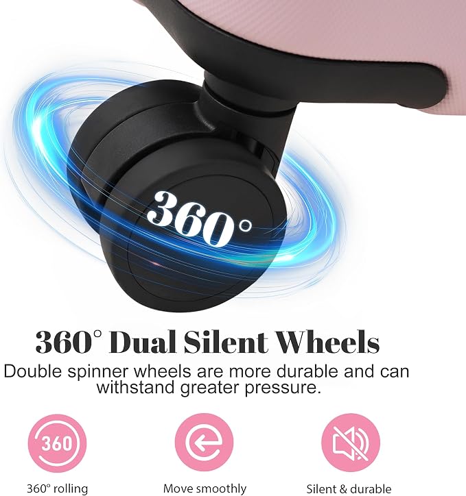 6 Pcs ABS Hardshell Luggage Set Spinner Wheel Suitcase Suitcase Baby Pink - Image 4