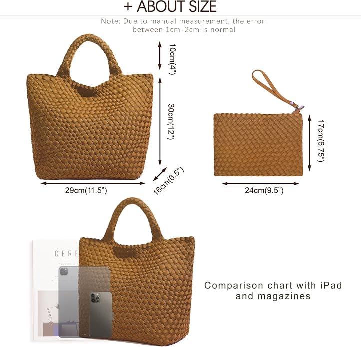 JINMANXUE Woven Hobo Bag For Women Neoprene Tote Bag Large Capacity Handbag Patchwork Handmade Casual Shoulder Bags - Image 3